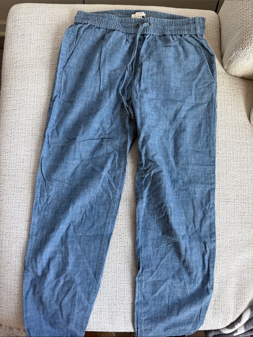 J. Crew Lightweight Chambray Cropped Drawstring Pants - Blue